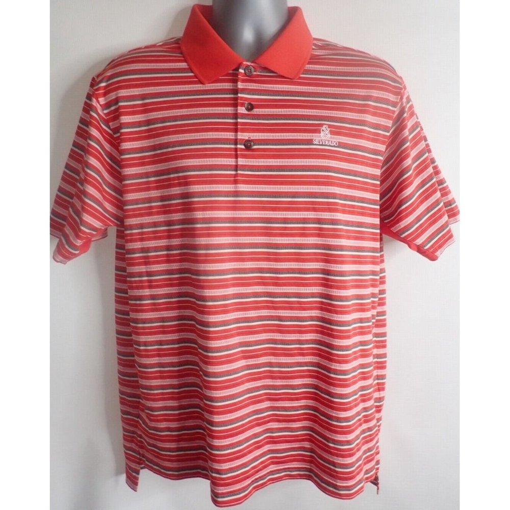 Adidas Climacool shirt Mens M Red Stripe Golf Classic Short Sleeve - Picture 1 of 5